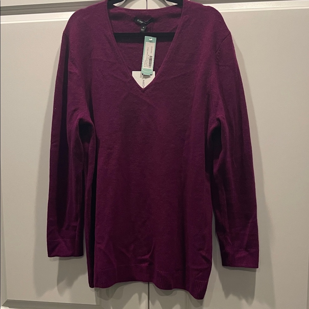 41 Hawthorn Shandley Cashmere V-neck purple sweater size 2X NWT